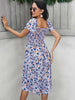 2023 Summer Bohemian Dress Women's Butterfly Sleeve Slash Neck Floral Print Vestidos Chic Elegant Midi Dresses