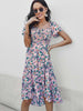 2023 Summer Bohemian Dress Women's Butterfly Sleeve Slash Neck Floral Print Vestidos Chic Elegant Midi Dresses