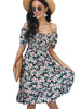2023 Summer Bohemian Dress Women's Butterfly Sleeve Slash Neck Floral Print Vestidos Chic Elegant Midi Dresses