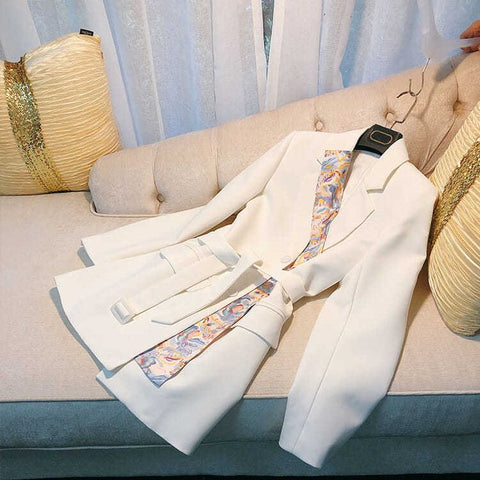 2023 Spring Jacket Outwear Women's slim Patchwork colored Scarf Blazer