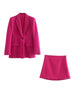 2Pcs 2023 Spring Women OL Skirts Blazer Suits Solid Color Single Button Jacket Long Sleeve Notched Coats Outwear