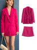 2Pcs 2023 Spring Women OL Skirts Blazer Suits Solid Color Single Button Jacket Long Sleeve Notched Coats Outwear