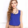 New 7Size Women Clothing Fashion Chiffon Tank Tops Vest Shirts Solid Candy Color Chiffon Loose Top Shirt