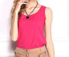 New 7Size Women Clothing Fashion Chiffon Tank Tops Vest Shirts Solid Candy Color Chiffon Loose Top Shirt