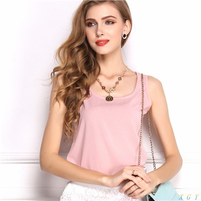 New 7Size Women Clothing Fashion Chiffon Tank Tops Vest Shirts Solid Candy Color Chiffon Loose Top Shirt