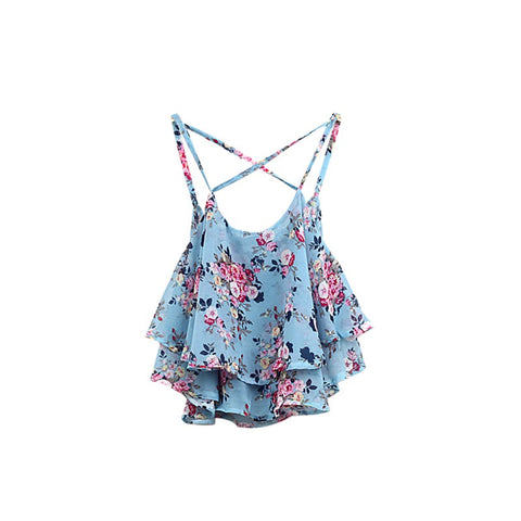 New Arrival 2022 Floral Print Shirt Women Shirts Tanks Top Summer Clothing Spaghetti Strap Vest Sexy Tanks Tops Female