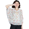 2023 Summer Elegant Floral Prints Three Quarter Chiffon Blouse Bat Shirt For Women Butterfly Sleeve Shirts