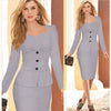 Blazer Women Business Suits Formal Office Suits Work Long Sleeve Knee-Length Suits With Skirts 5 Colours For Women