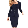 Blazer Women Business Suits Formal Office Suits Work Long Sleeve Knee-Length Suits With Skirts 5 Colours For Women