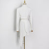 Casual White Two Piece Set For Women Notched Long Sleeve Blazer High Waist Irregular Hem Skirt Female Korean Sets