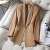 Fall Autumn Formal Blazer Women Ladies Solid Coat Female Slim Single Button White Black Jacket