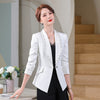 Fall Autumn Formal Blazer Women Ladies Solid Coat Female Slim Single Button White Black Jacket