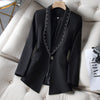 Fall Autumn Formal Blazer Women Ladies Solid Coat Female Slim Single Button White Black Jacket