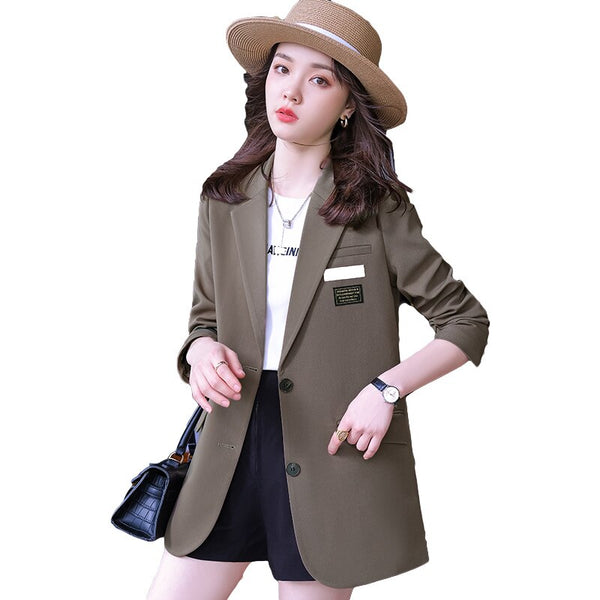 Korean Style 2022 Ladies Loose Blazer Coat Women Black Coffee Jacket for Autumn Winter Blazer Women