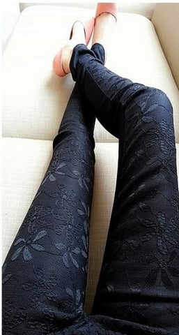 New Arrival JU-010 New 2014 summer Women Lace Embroidery Leggings Female pants Black White M L XL Plus Size drop shipping