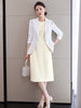 Office Ladies Formal Blazer and Skirt Suit Women Black Khaki White Two Piece Set For Business Work Wear