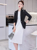 Office Ladies Formal Blazer and Skirt Suit Women Black Khaki White Two Piece Set For Business Work Wear