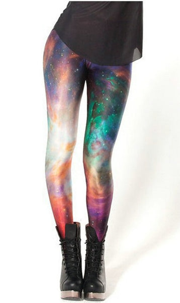 New Arrival Rainbow Space Printed Leggings Interest Gothic Creative Fitness Women Shape Popular Sexy Slim Pants BL-234
