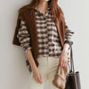 Spring Women Long Sleeve Shirt Preppy Style Turn-down Collar Loose Plaid Blouse Casual Ladies Tops D222