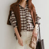 Spring Women Long Sleeve Shirt Preppy Style Turn-down Collar Loose Plaid Blouse Casual Ladies Tops D222