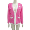 Spring Pink Blazers Women Sexy V-Neck Long Sleeve Button Outwear Coat  Commuter Jacket Coat Lady Bandage Clothing