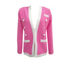 Spring Pink Blazers Women Sexy V-Neck Long Sleeve Button Outwear Coat  Commuter Jacket Coat Lady Bandage Clothing
