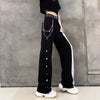Women Contrast Cargo Pants Female Elastic Waist Wide Leg Trousers Ladies Korean High Street Pant Plus Size