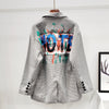 Autumn Plaid Suit Blazer Women Letter Graffiti Print Outerwear Female Casual Suit Jacket Female Chic Korean Coats