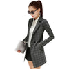 New Autumn Fashion Women Plaid Blazer Jacket Slim Fit WorkWear Suit Coat Plus Size Casual  Office Long Blazers Outwear SF359
