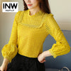 New Autumn Winter Blouse Women 2019 Ladies Shirts Yellow Lace Blouses For Women Fashion Long Sleeve Tops Femme Blusas Mujer