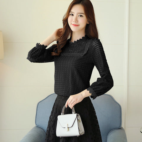 New Autumn Winter Blouse Women 2019 Ladies Shirts Yellow Lace Blouses For Women Fashion Long Sleeve Tops Femme Blusas Mujer