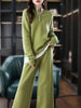 Autumn/Winter Cashmere Knitting Suit, Two-Piece Lapel Sweater For Women, Joker 100 Pure Wool Sweater