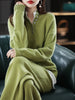 Autumn/Winter Cashmere Knitting Suit, Two-Piece Lapel Sweater For Women, Joker 100 Pure Wool Sweater
