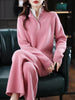 Autumn/Winter Cashmere Knitting Suit, Two-Piece Lapel Sweater For Women, Joker 100 Pure Wool Sweater