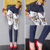 Autumn Winter Women's Jeans Cartoon Sequins Rabbit Fur Full Length Pants  Students Skinny Pencil Pants