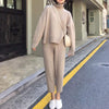 Autumn Winter Knitted Tracksuit Turtleneck Sweatshirts Women Suit clothing 2 Piece set Knit pant Female Pants suit