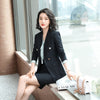 Autumn Winter Striped Office Ladies Women Double-breasted Suits Dress Blazer Skirts 2 Pieces Sets Plus Size S-4XL Clothes