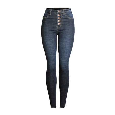 New Autumn/Winter Style High Waist Buttons Fly Wash Denim Pants Plus Size Woman Vintage Bleached Butt Lifting Skinny Denim Jeans