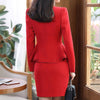 Autumn Winter Women Skirt Suits Elegant Business Formal Long Sleeve Hem Ruffles Office Ladies Work Uniforms