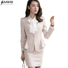 Autumn Winter Women Skirt Suits Elegant Business Formal Long Sleeve Hem Ruffles Office Ladies Work Uniforms