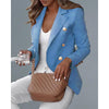 Autumn Women Double Breast Blazer Femme Solid Long Sleeve Jacket Coat Elegant Office Lady Slim Fit Outfits Business