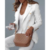 Autumn Women Double Breast Blazer Femme Solid Long Sleeve Jacket Coat Elegant Office Lady Slim Fit Outfits Business