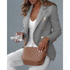 Autumn Women Double Breast Blazer Femme Solid Long Sleeve Jacket Coat Elegant Office Lady Slim Fit Outfits Business