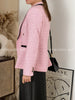 Autumn Women Pink Tweed Blazer Coat Long Sleeve Double Breasted Female Office Lady Jacket Outerwear Chic Tops trf