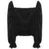 Autumn Women Gold Velvet Blouse Girl Square collar Shirt Spring Long Sleeve Blousas Basic Tops Pullovers Bottomings WZ1129