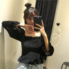 Autumn Women Gold Velvet Blouse Girl Square collar Shirt Spring Long Sleeve Blousas Basic Tops Pullovers Bottomings WZ1129
