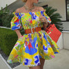 Autumn Women Pattern Print Party Dress 2023 Spring Slash Neck Ruffle Office Dress Retro Lady Backless Long Sleeve Mini Dress