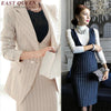 Autumn blazer with skirt set blue striped womens business suits women elegant skirt suits XL AA2926 YQ