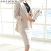 Autumn blazer with skirt set blue striped womens business suits women elegant skirt suits XL AA2926 YQ