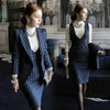 Autumn blazer with skirt set blue striped womens business suits women elegant skirt suits XL AA2926 YQ